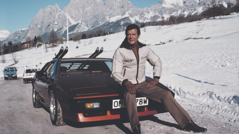 Roger Moore on the set of James Bond film For Your Eyes Only