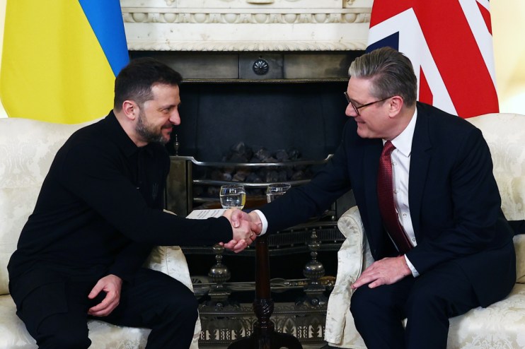 Labour has overtaken the Conservatives as the party most trusted to manage the UK’s defence and national security, a new poll has found. Pictured, Keir Starmer (right) with Volodymyr Zelenskyy. Photo: PA