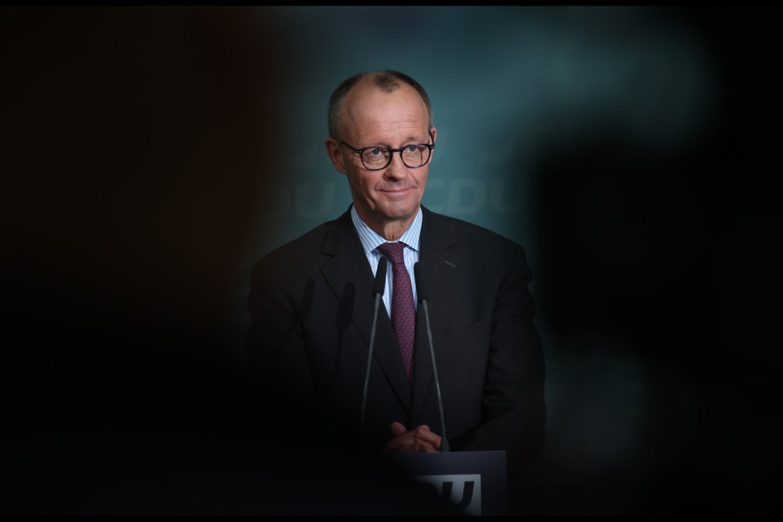 BERLIN, GERMANY - MARCH 03: German designated chancellor and leader of the German Christian Democrats (CDU) Friedrich Merz speaks to the media the day after the Hamburg city-state election on March 03, 2025 in Berlin, Germany. Merz is under pressure to negotiate the formation of the next federal government coalition quickly in order to help strengthen Europe's position over defence and its relationship to the USA. (Photo by Sean Gallup/Getty Images)
