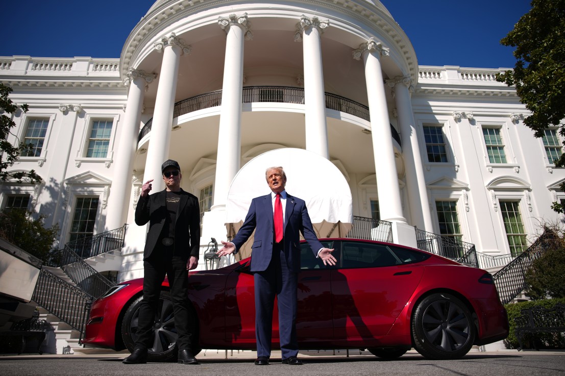 Trump said he had bought a Tesla in a "show of confidence and support for Elon Musk" (WASHINGTON, DC - MARCH 11; photo by Andrew Harnik/Getty Images)