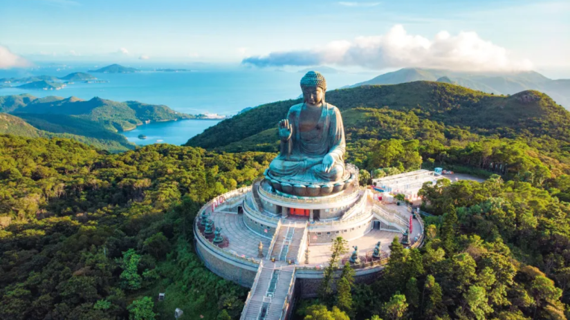 The Big Buddha (Tian Tan Buddha) on Lantau Island. One of Hong Kong's top tourist destinations