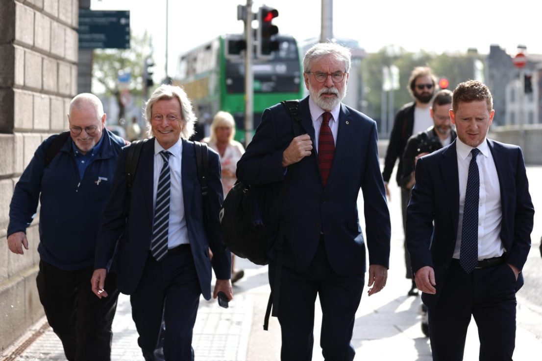 Solicitor Paul Tweed and Gerry Adams. Photo credit: Liam McBurney/PA Wire