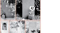 Clockwise from top left: Patrick Caulfield’s DEAD memorial, shot by Daryl Gerard Morrissey for theunfinishedcity.co.uk; Douglas Adams’ simple grave in Highgate Cemetery; The final resting place of Jean-Paul Sartre and Simone de Beauvoir; A classic grave in Highgate taken by Annie Spratt; Jonathan Miller’s inverted face memorial shot by Simon Edwards Esq