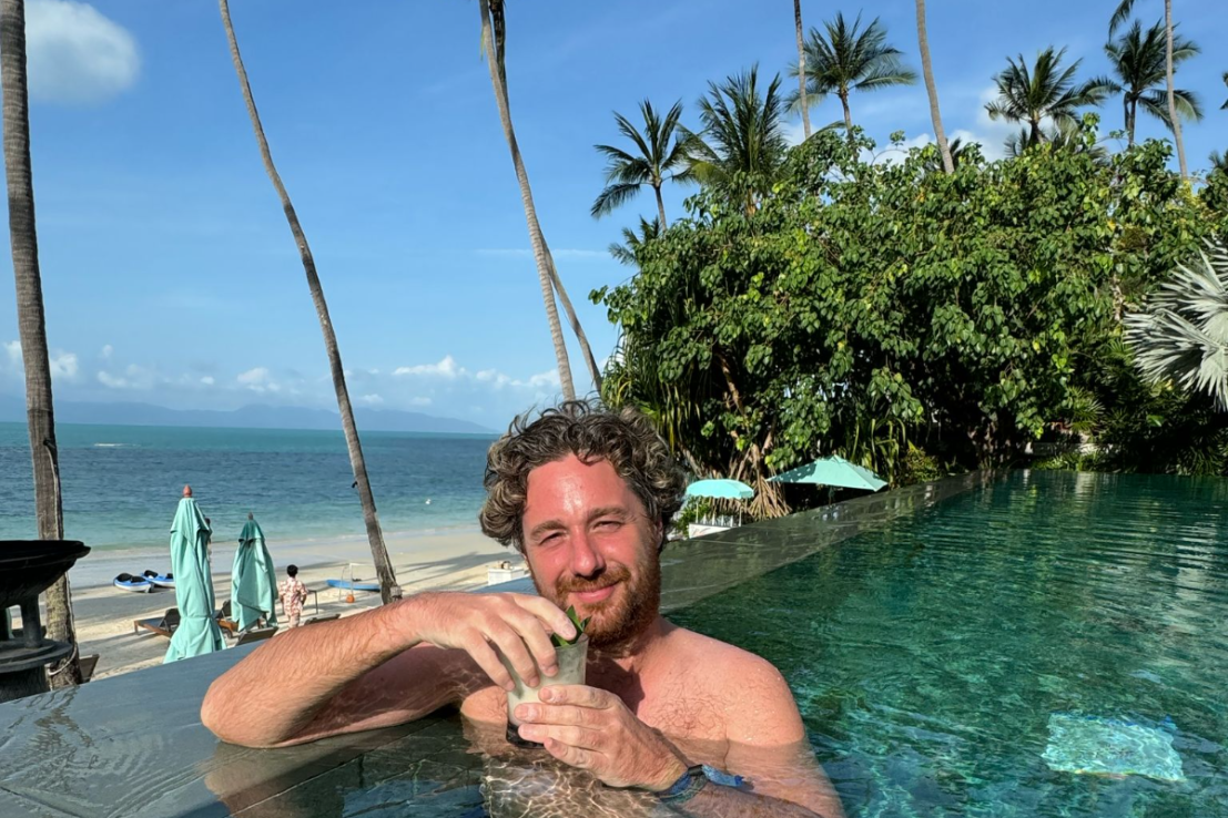Adam at the real White Lotus season 3 hotel in Koh Samui, Thailand, where he interviewed staff - and sipped cocktails - to find out show secrets