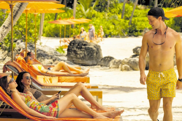 In The White Lotus: The beach at the Four Seasons Koh Samui, where intruders managed to get close to the cast during filming.