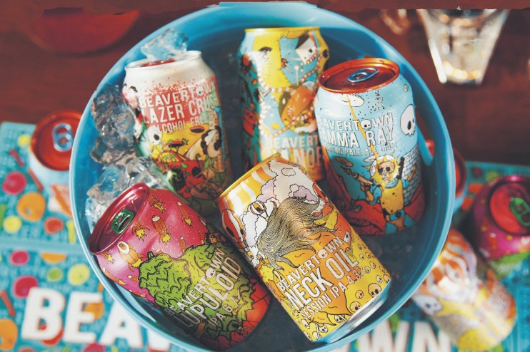 Cans of Beavertown craft beer in a bucket with ice. The picture was taken to announce Heineken assuming full control of craft beer brewery Beavertown.
