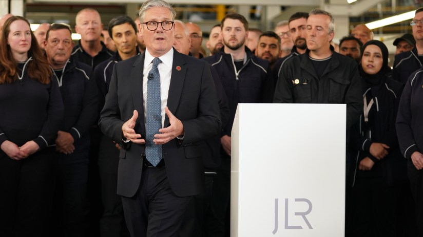 Keir Starmer spoke about the UK-US trade deal at Jaguar Land Rover's factory in the West Midlands. (credit: PA)