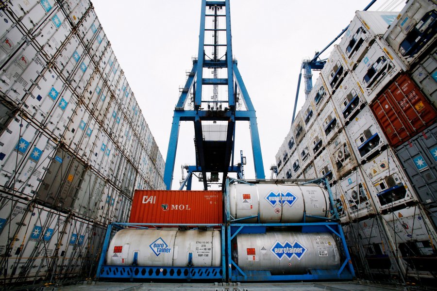 Container Ships Unload At Tilbury Port